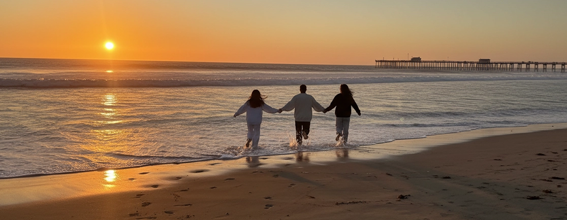 Couple enjoying a peaceful beach date near Belmar New Jersey vacation rental homes