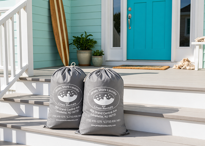 Premium bed linens professionally cleaned packaged and ready for delivery to Jersey Shore